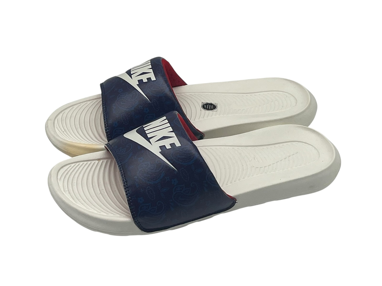 Nike Victori One Slide Paisley Blackened Blue Sail Men’s Size 9 CN9678-403