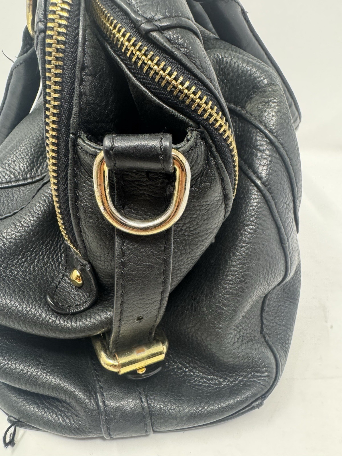 Audrey Brooke Purse black gen leather shoulder bag tote, Some wear As Shown