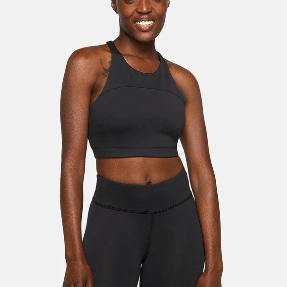 Outdoor Voices Womens Small Black Longline Sports Bra Racerback Workout Crop Top