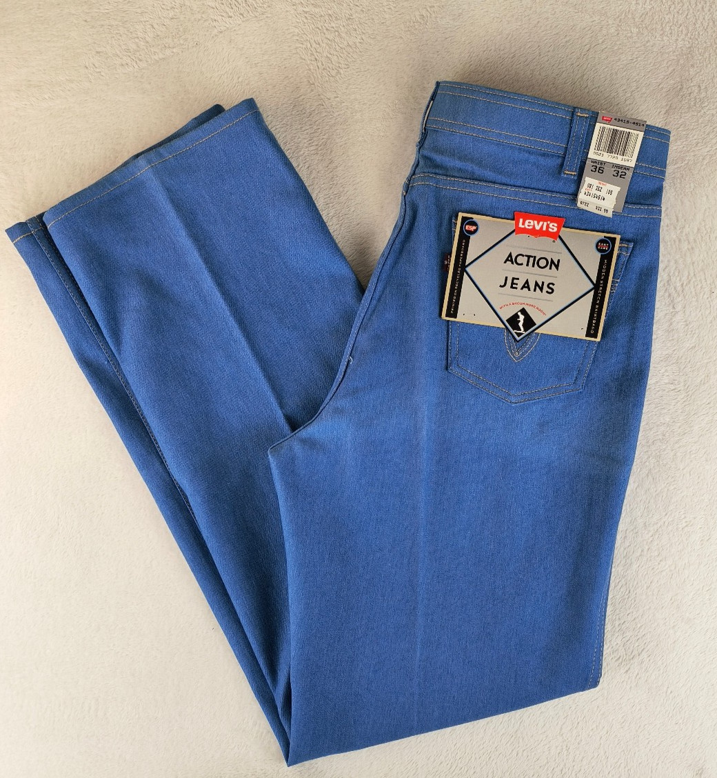 Vintage 90s Levi’s Action Jeans NOS 36 X 32 Stretch Waistband Made in USA NEW