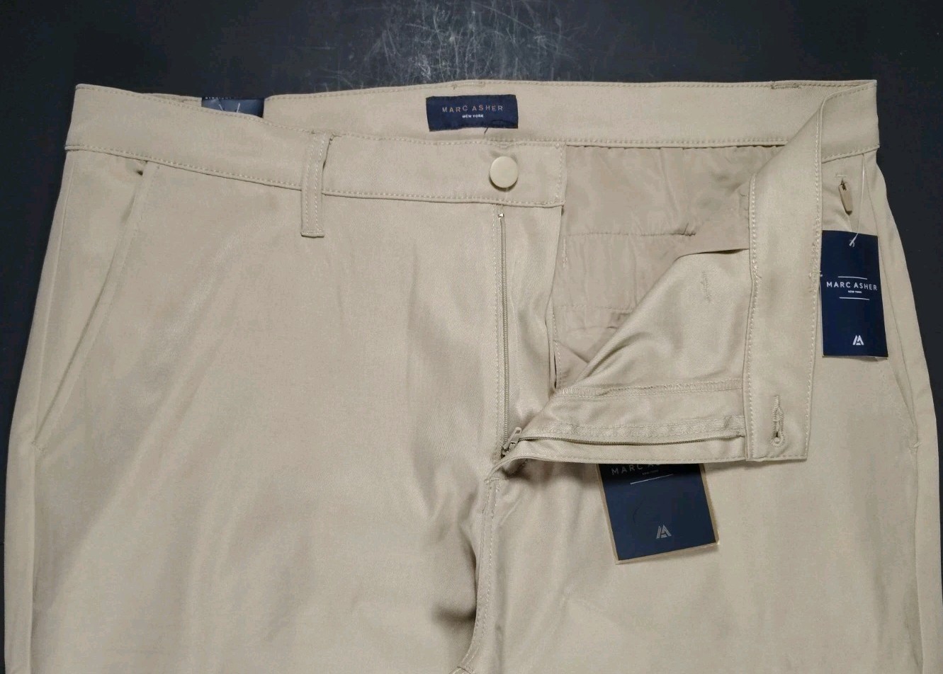 MARC ASHER-NWT-Men’s Sandstone Straight Fit Flat Front Chino Pants-Size 38W/32L