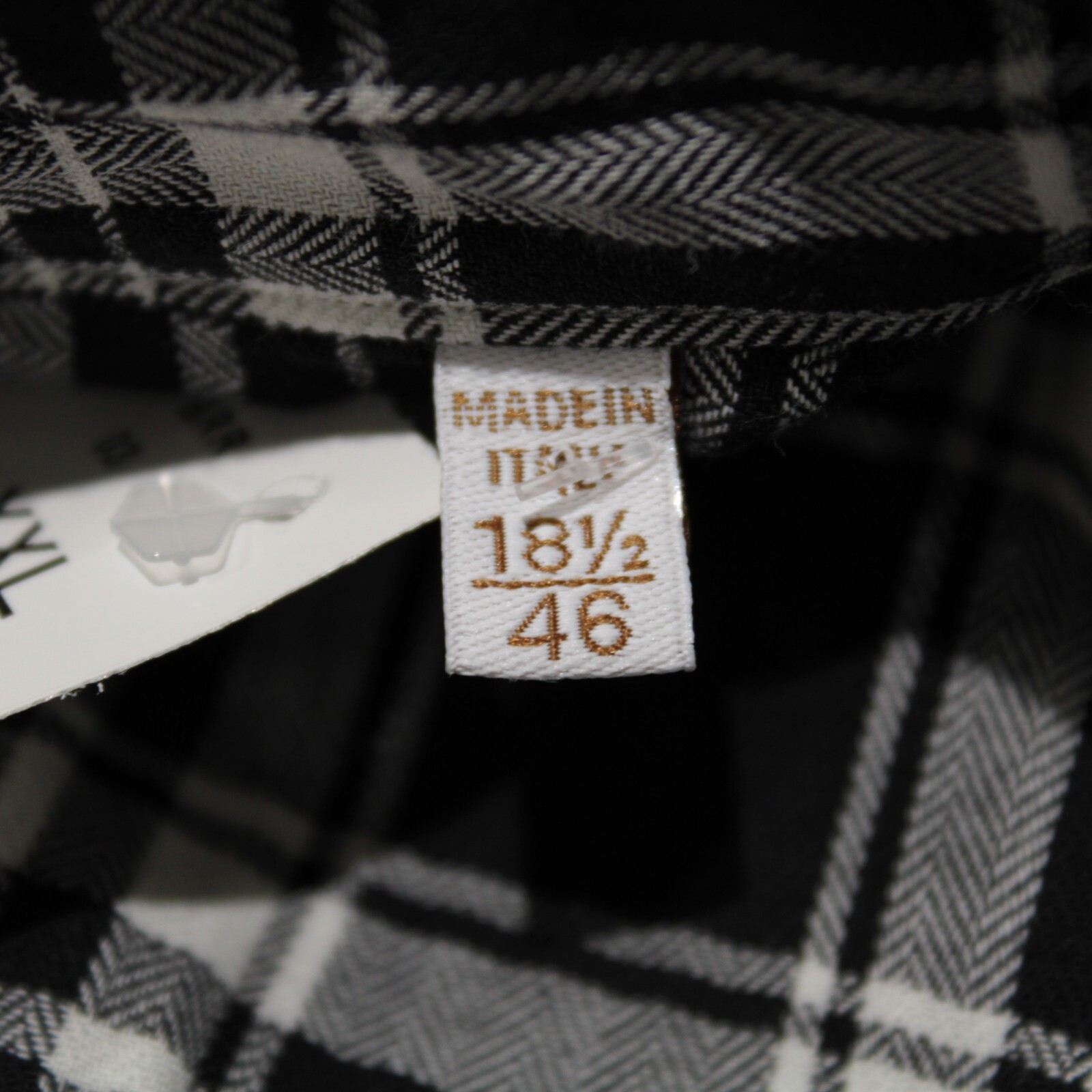 Borriello NWOT Casual Button Down Shirt Size 18.5 46 In Black W/ White Plaid