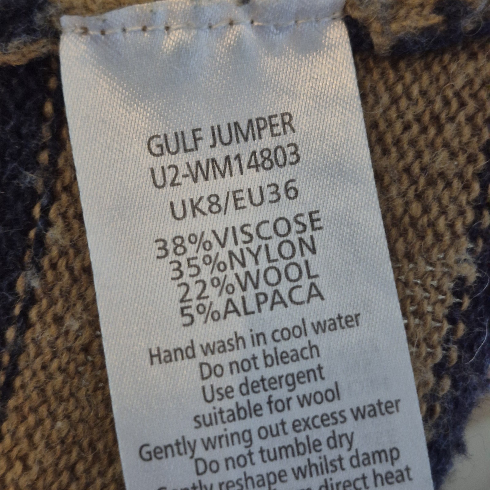Seasalt Gulf Jumper Roll Neck Breton Stripe Size 8 Wool Alpaca Warm Cosy Winter