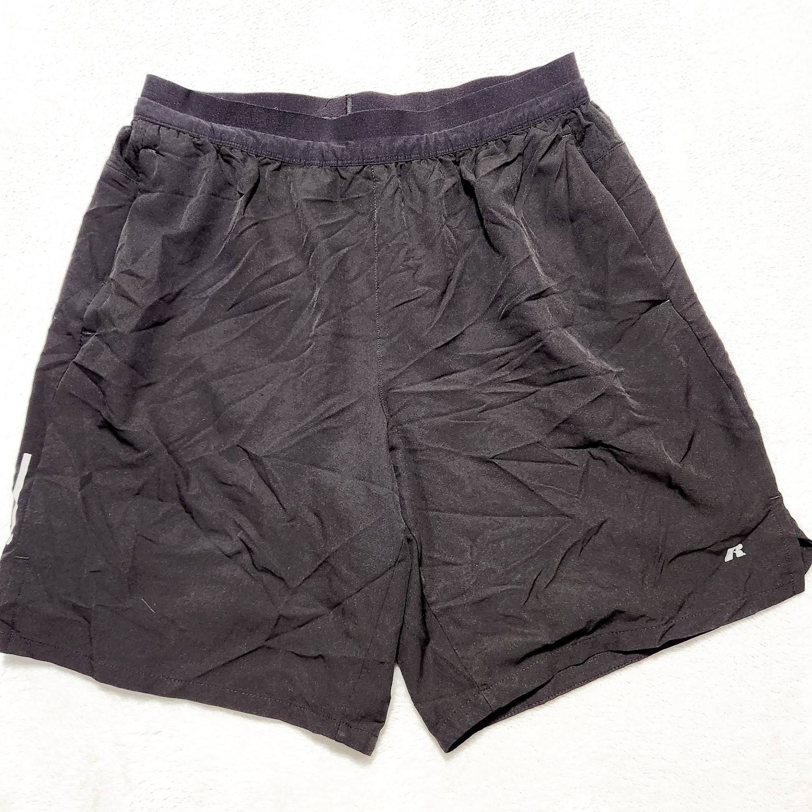 Russell Dri Power 360 Mens Large 36-38 Training Fit Lined Athletic Shorts Black