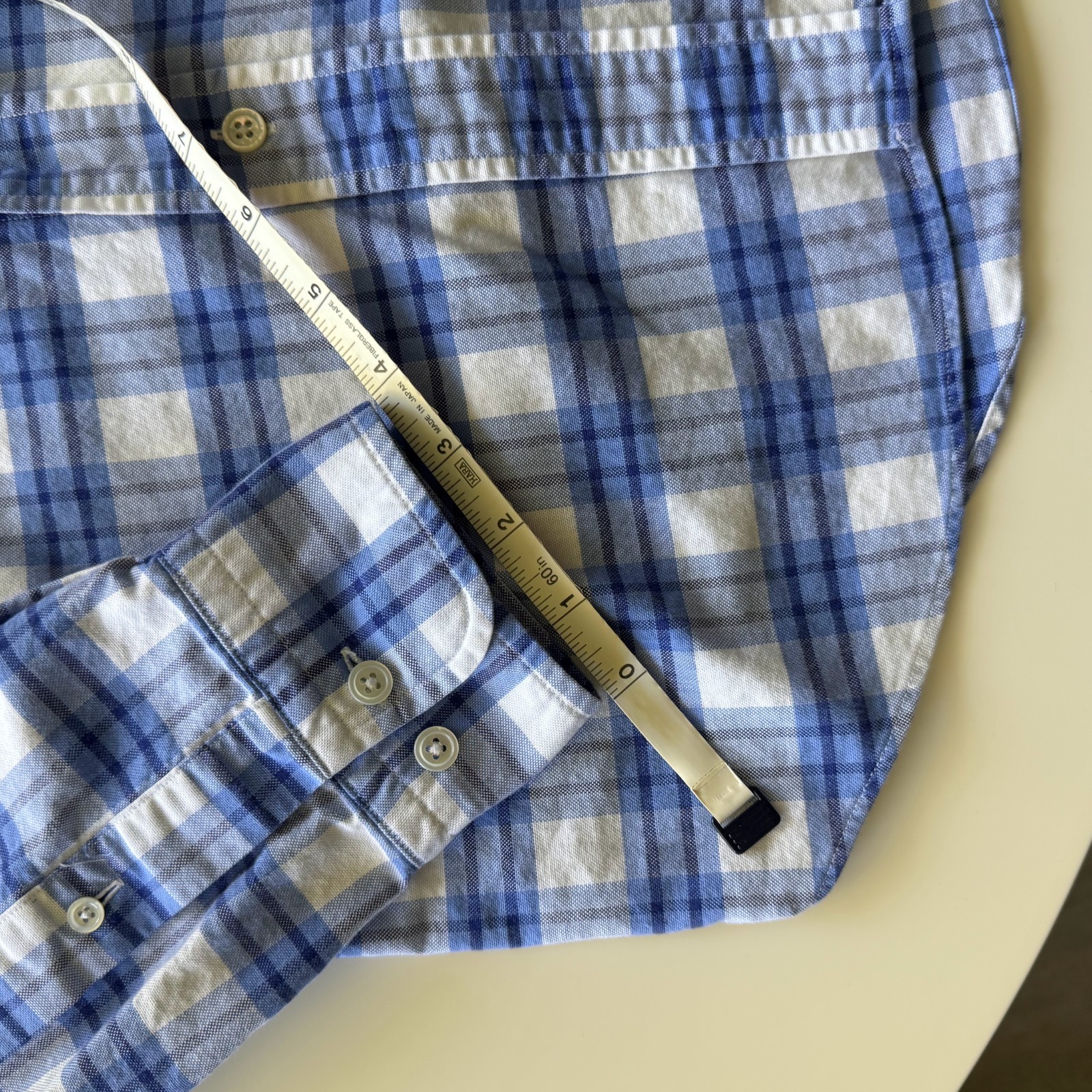 Brooks Brothers Milano Shirt S Small Blue Plaid Supima Cotton Made in USA Slim