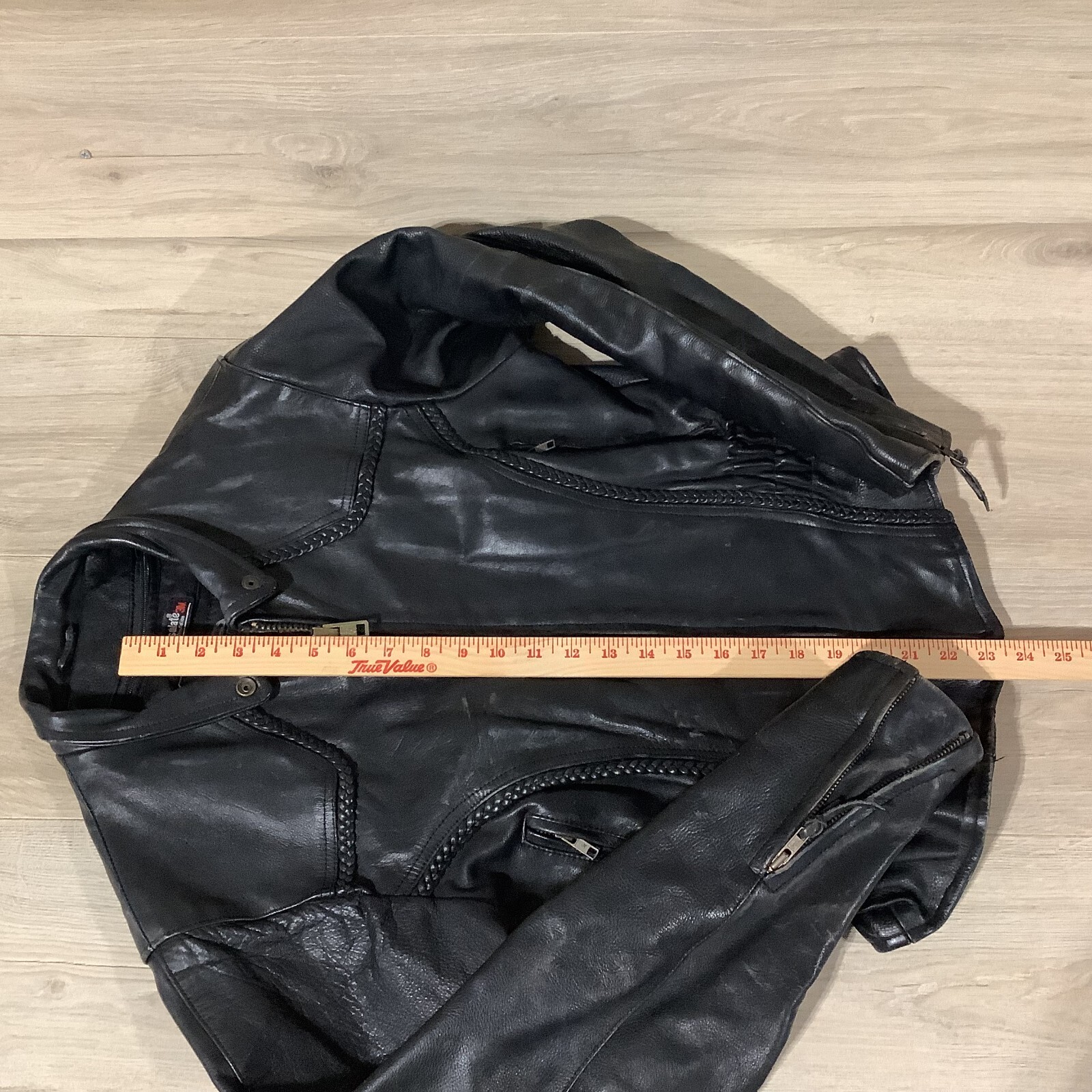 VTG RARE Trim Leather Jacket Braid Thinsulate Heavy Motorcycle Biker Liner 90s L