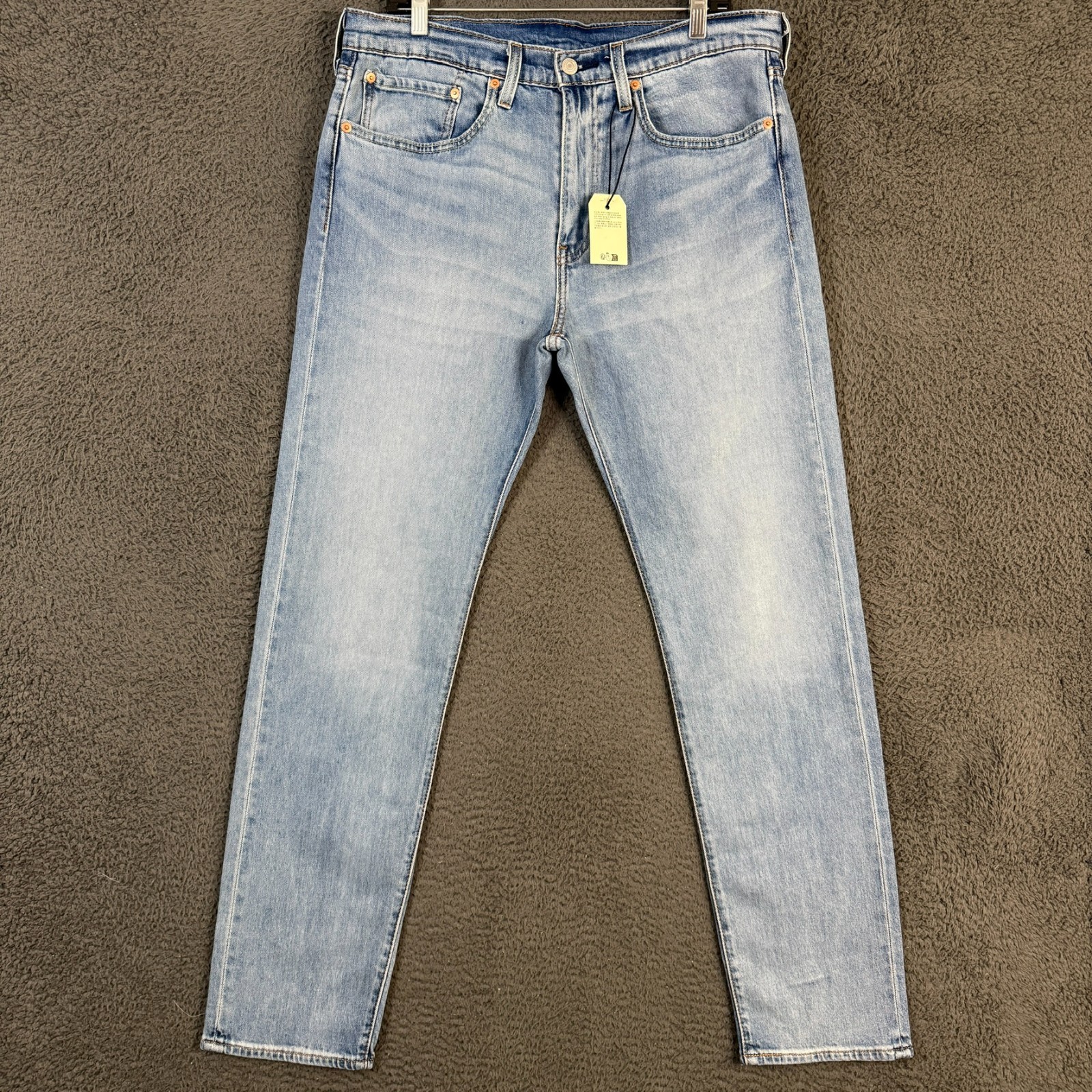 Levis Jeans Mens 34×34 Blue 502 Slim Tapered Fit Light Wash Premium Denim NWT
