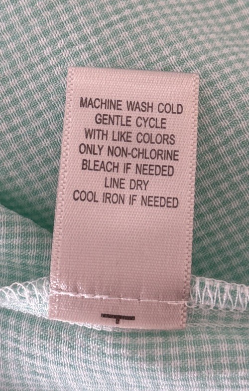 CJ Banks Blouse 3X Mint Green&White Check 3/4 Sleeves Button Down Casual READ!!!