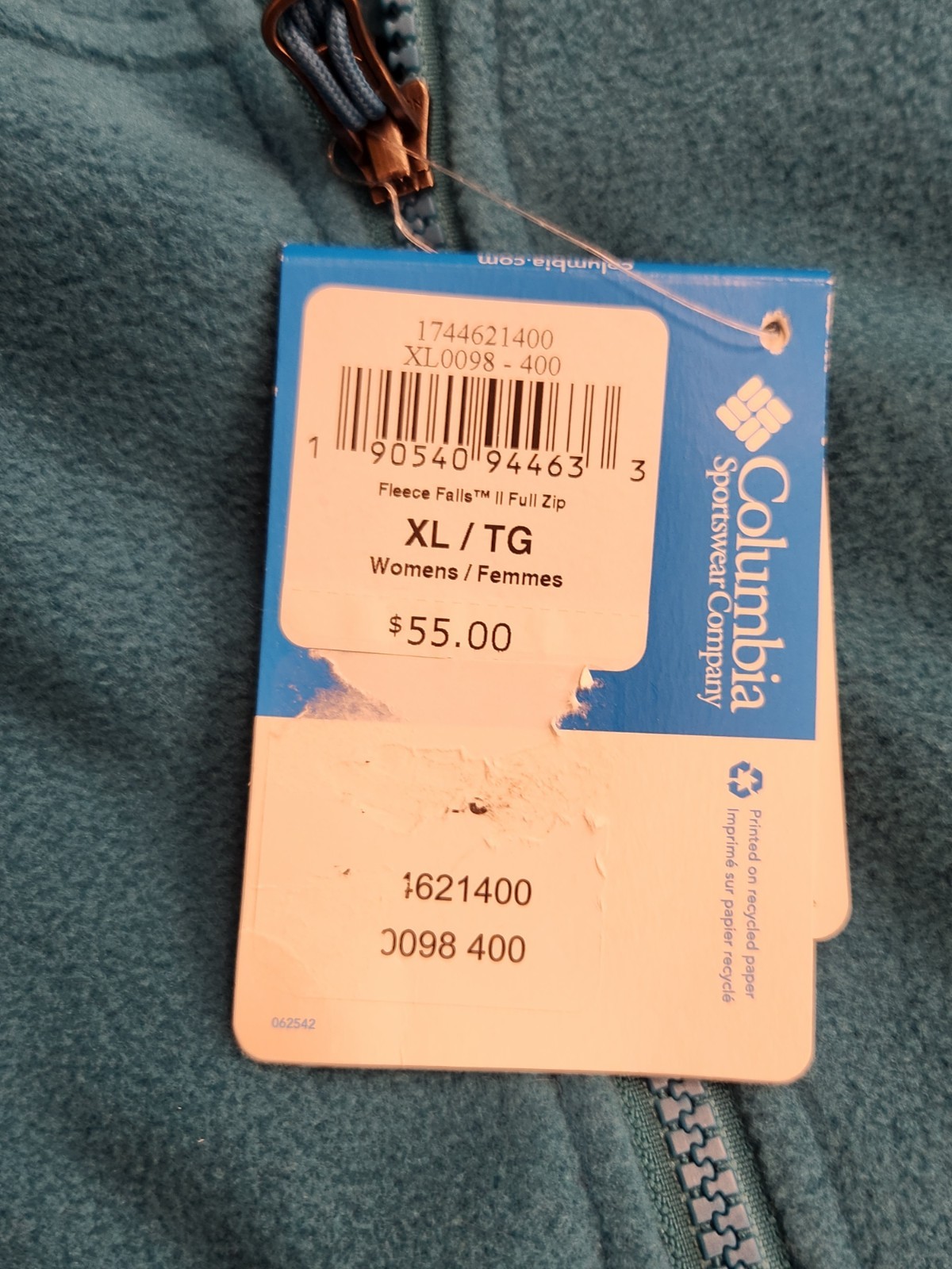 New COLUMBIA Fast Trek II Jacket Women XL Teal Blue Fleece Full Zip Pockets NWT