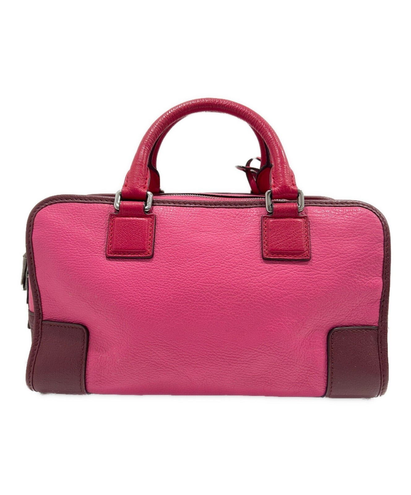Loewe Amazona 28 Anagram Boston Handbag Leather bag Pink Silver Hardware 11.4in