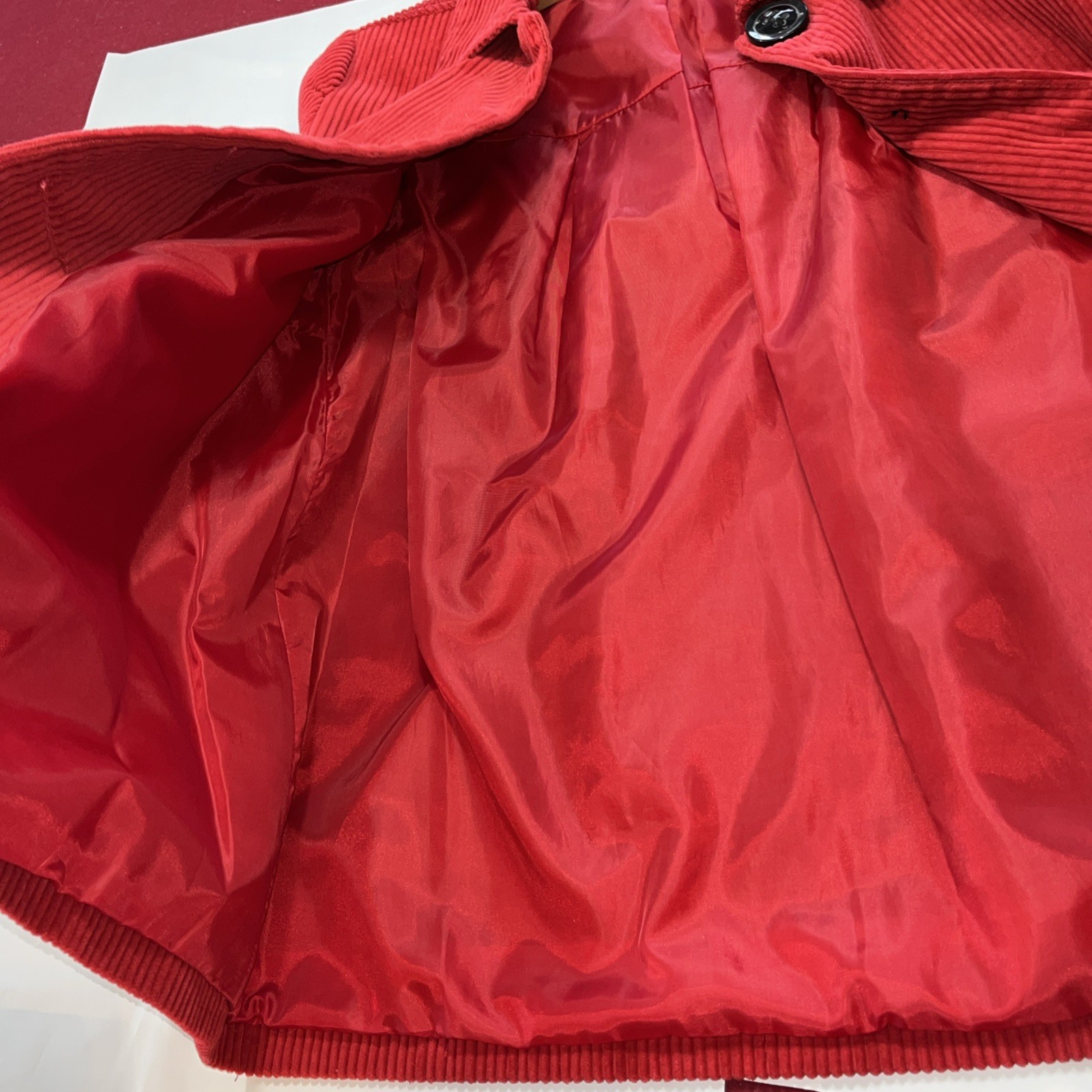 RED Corduroy JACKET Button Front Collared Button Strap Cuffs Womens S Relativity
