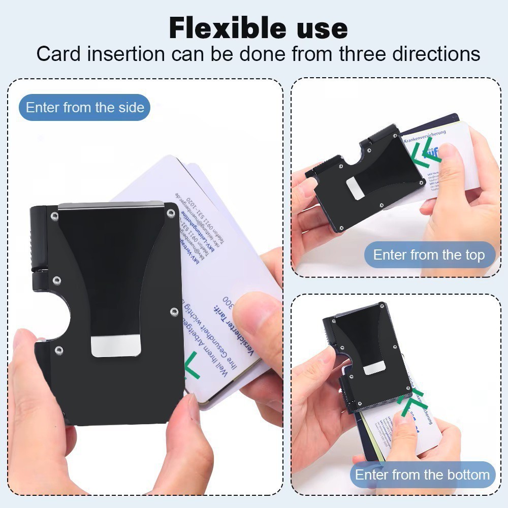 Men RFID Blocking Money Clip Minimalist Holder Carbon fiber Aluminum Wood USA