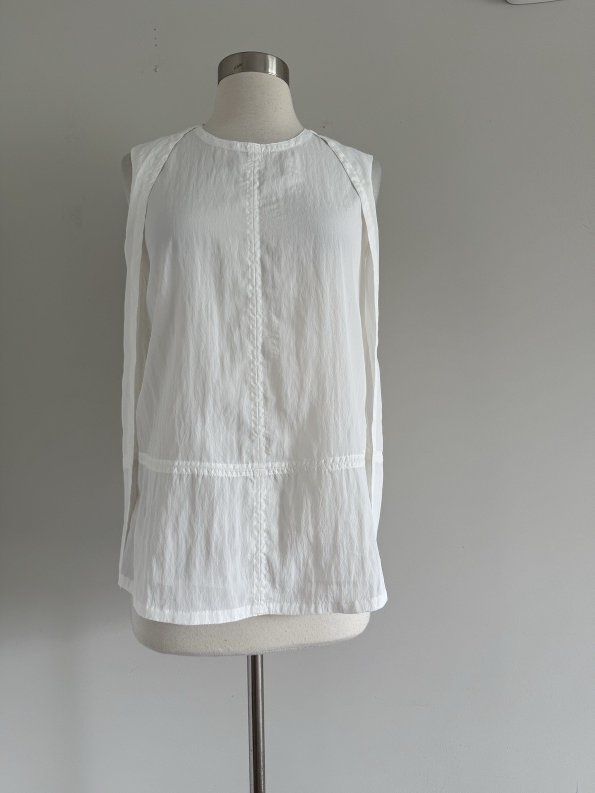 NWT $345 HELMUT LANG VISCOSE POLYAMIDE WHITE TOP SLEEVELESS SIZE S