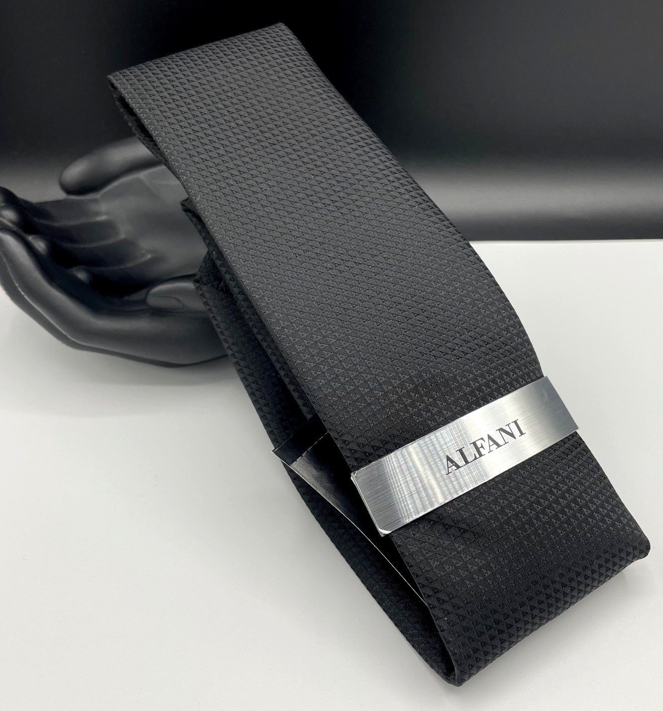 ALFANI Men’s Polyester Tie ~ Black ~ Windhill Solid ~ NEW MSRP: $55.