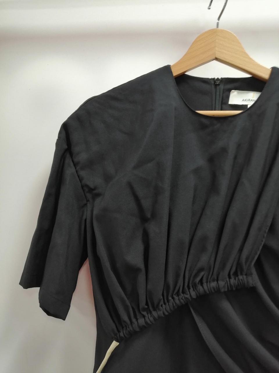 AKIRANAKA Black Puff Kimono Sleeve Jersey Dress 4US Sz S Midi 46in