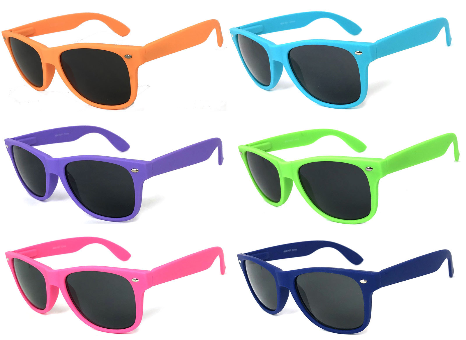 Retro Square Rubberized Colorful Frame Mens Womens Sunglasses Spring Hinges