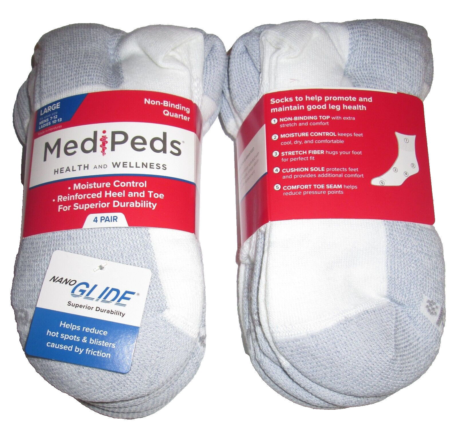 8 Pairs Medipeds MENS Cushioned Non Binding Nano Glide Diabetic Ankle Socks