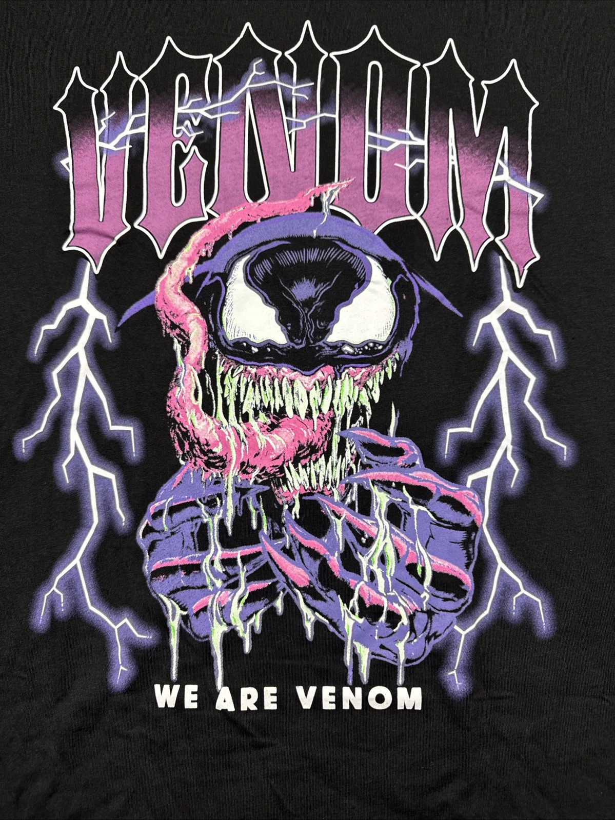 Marvel Black Lightning T Shirt Mens XL Purple Black We Are Venom Graphic