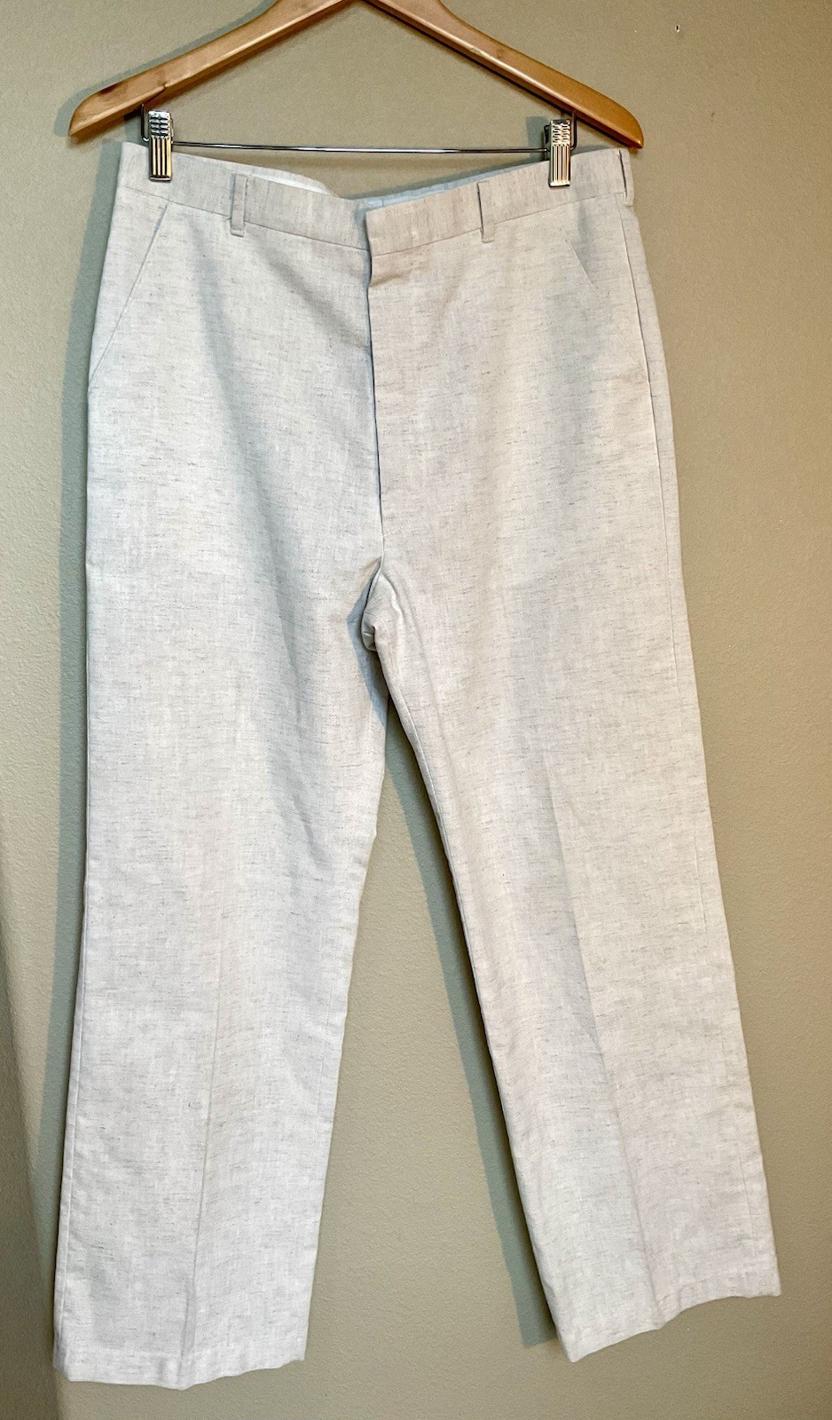 Levi’s VTG LINEN Slacks “trimcut” Trousers Womens Unlined Flat Front 33.5 In