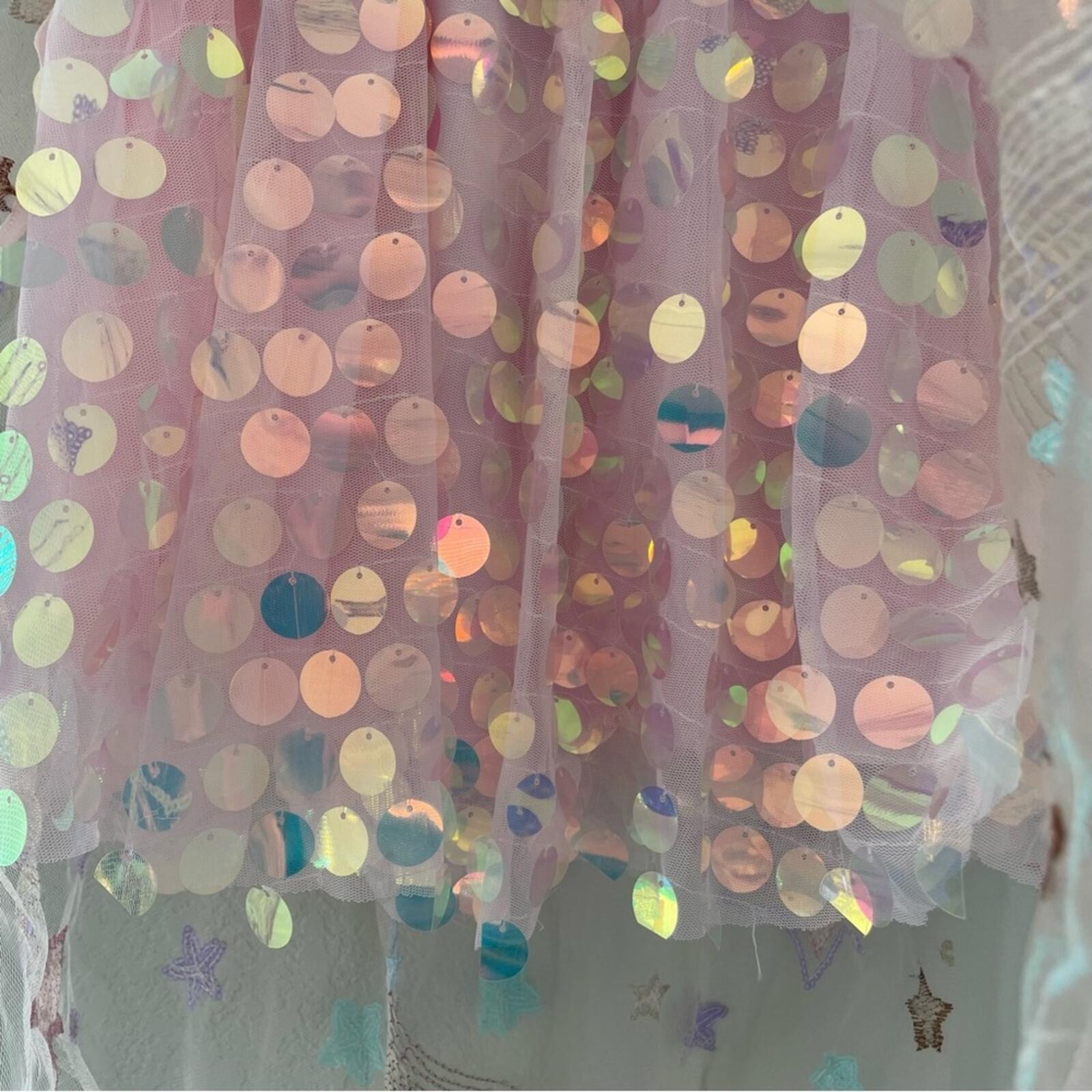 Stella Cove Sequin Tulle Sparkle Midi Skirt Size 4 Pink Stars
