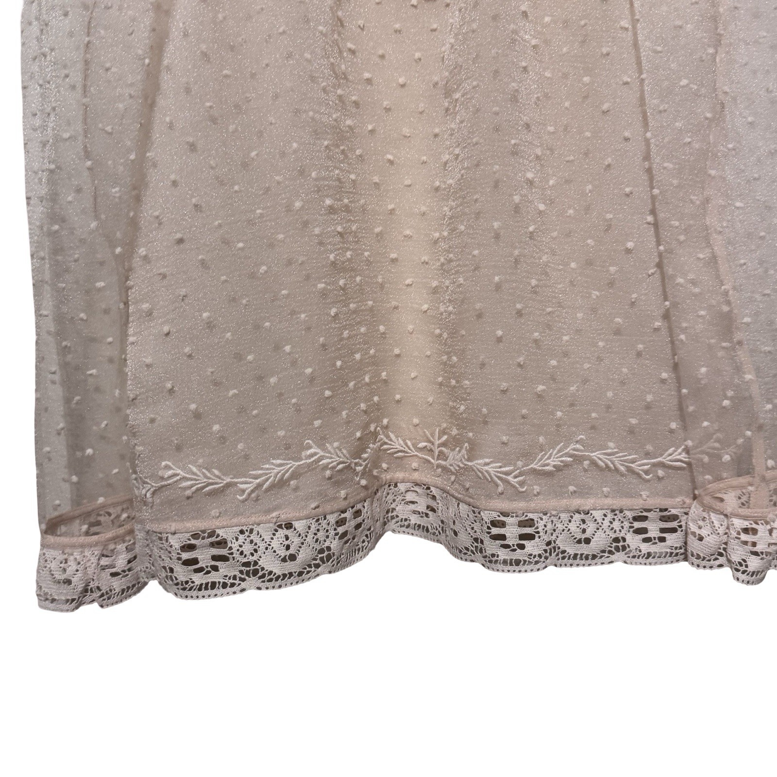 Zara Victorian Puff Sleeve semi sheer blouse embroidered size XS swiss dot