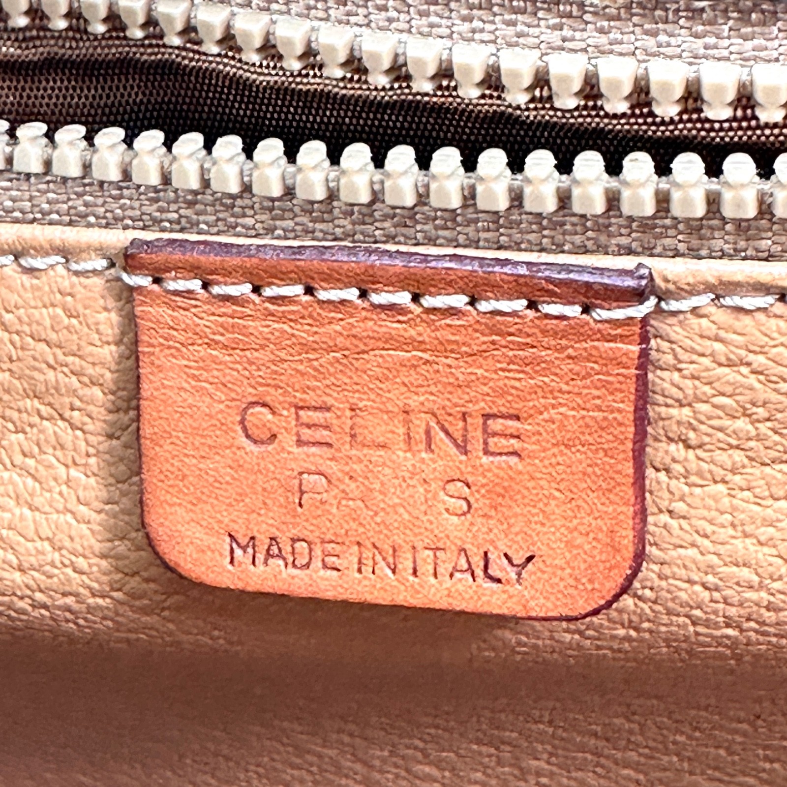 Vintage Celine Macadam Shoulder Bag Crossbody PVC Leather Brown