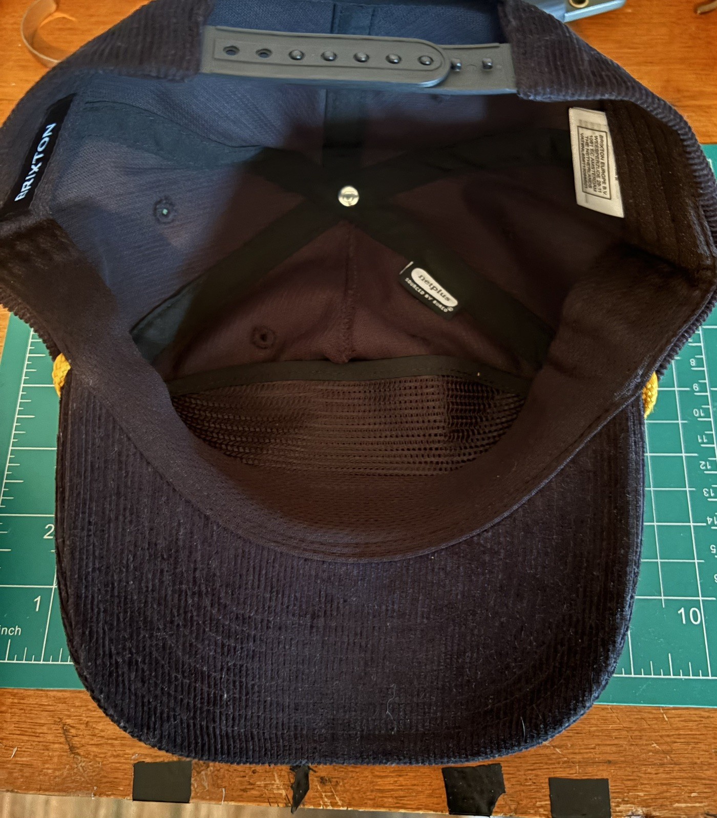 Brixton Brxtn Black Corduroy Snapback Hat Rope Detail Gold Embroidered Logo Cap