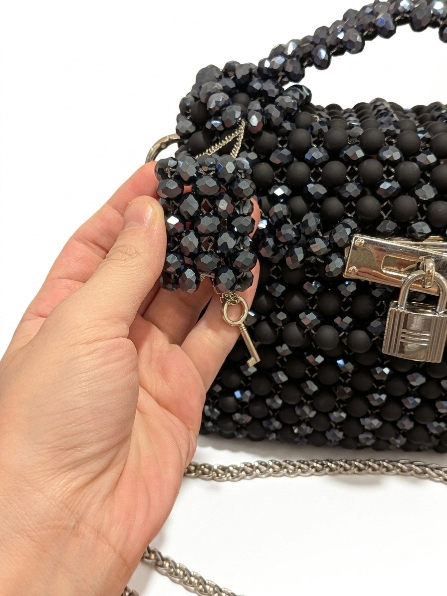 handmade crystal beaded bag