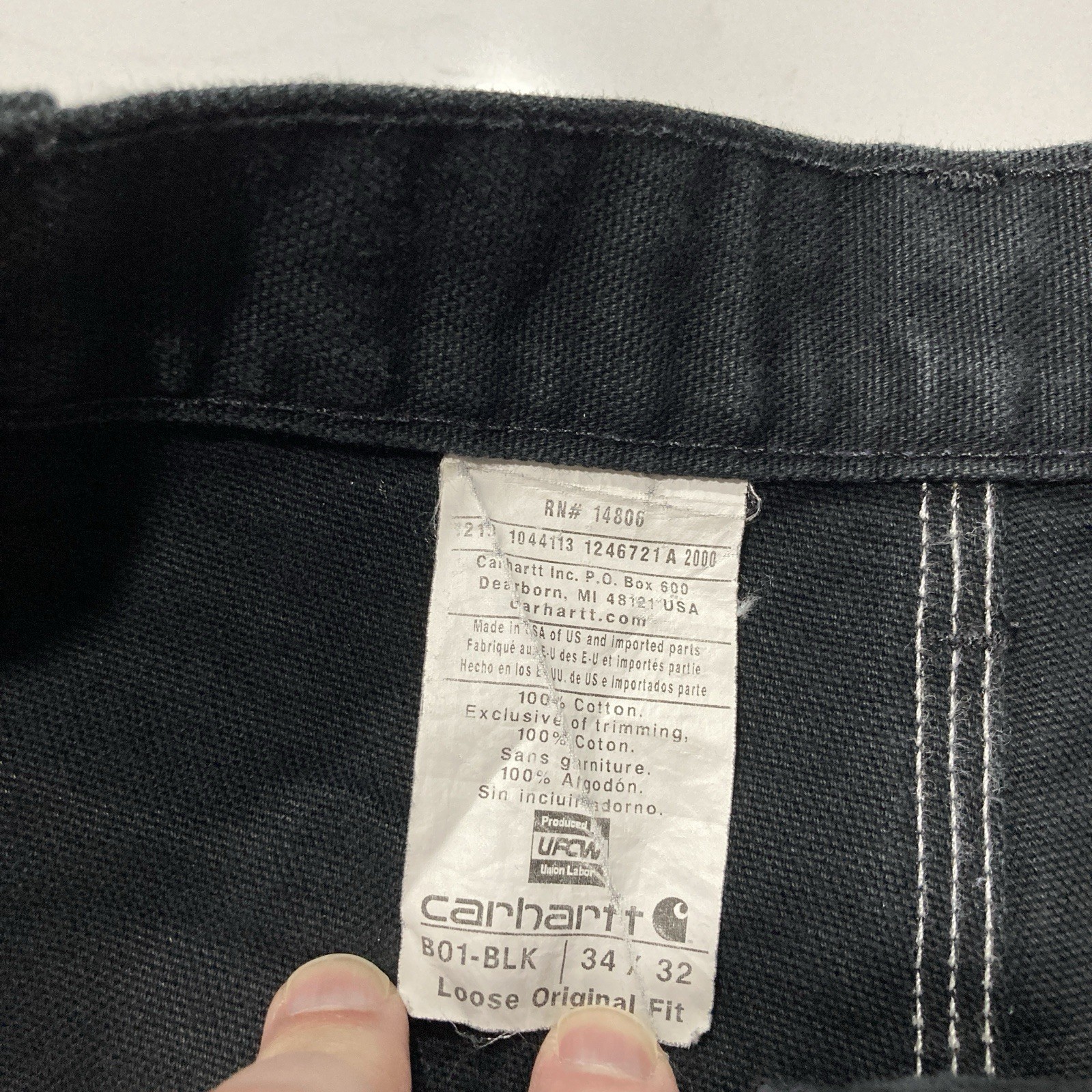 Carhartt B01 BLK Double Knee Work Pants Mens 34×32 (Fits 33×31) Distressed
