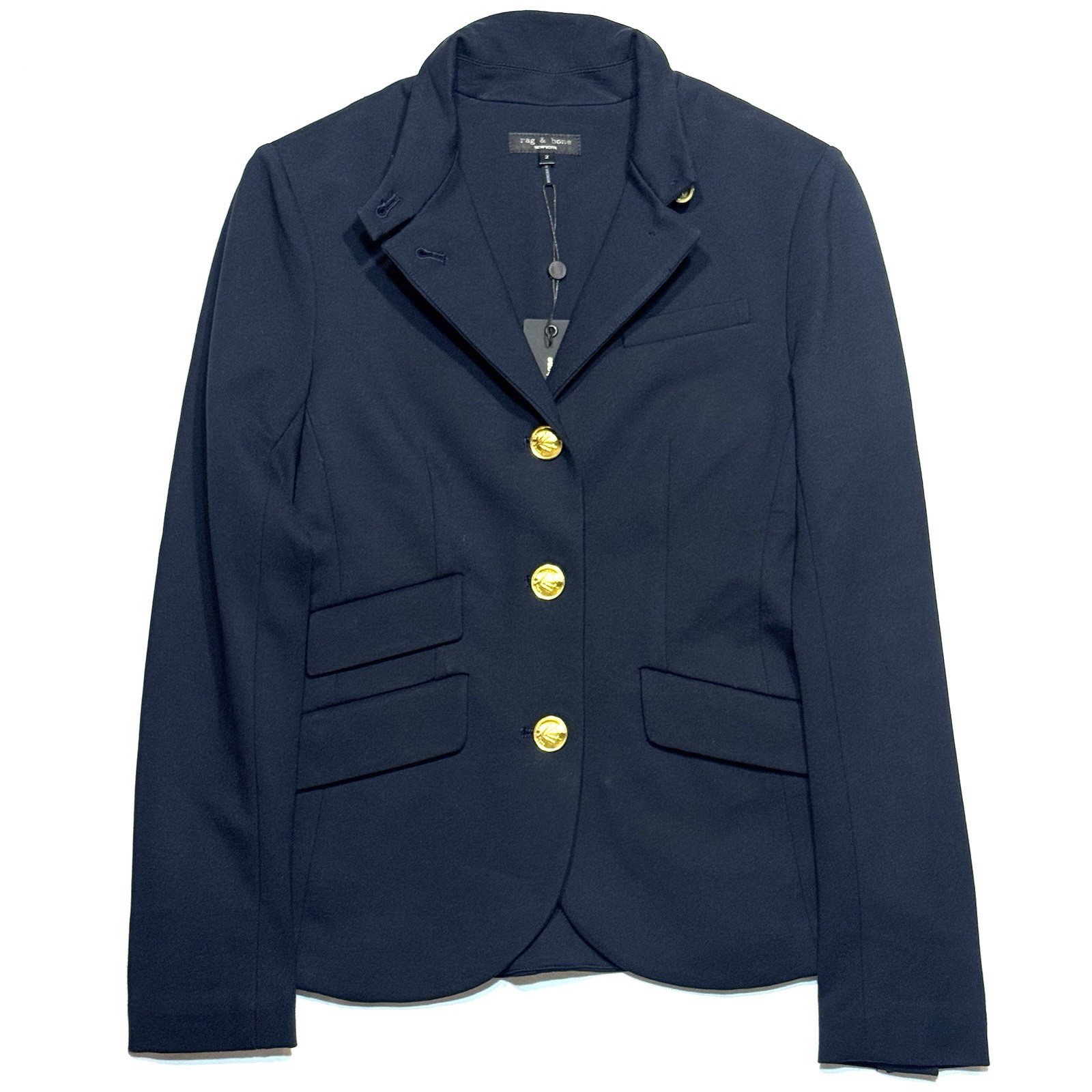 RAG & BONE Womens Slade Ponte Stretch Blazer Jacket Salute Navy Blue (MSRP $495)