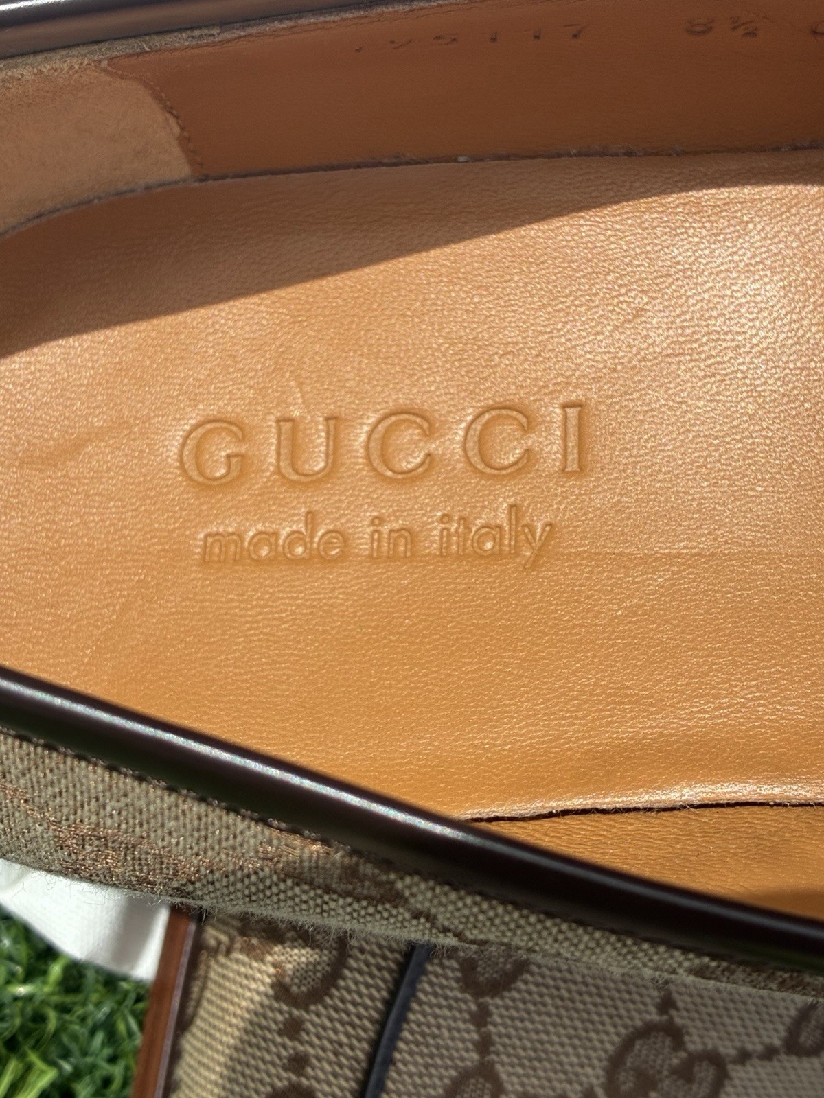 GUCCI CLASSIC BEIGE EBONY GG SUPREME MONOGRAM HORSEBIT JORDAAN LOAFERS G8.5 US9