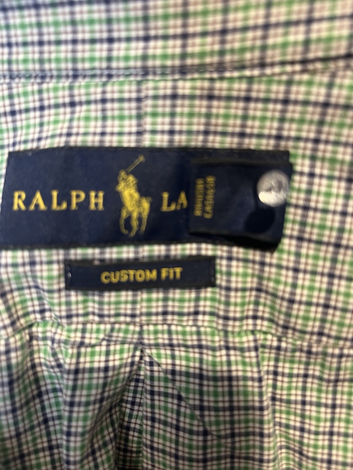 MEN’S POLO RALPH LAUREN BUTTON FRONT SHIRT CUSTOM FIT S/P BLUE LOGO 26/20/18