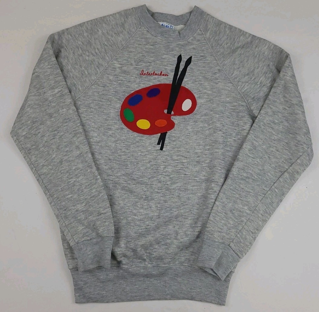Vintage 80s Interlochen Paint Pallette Sweatshirt Michigan School Art USA Made