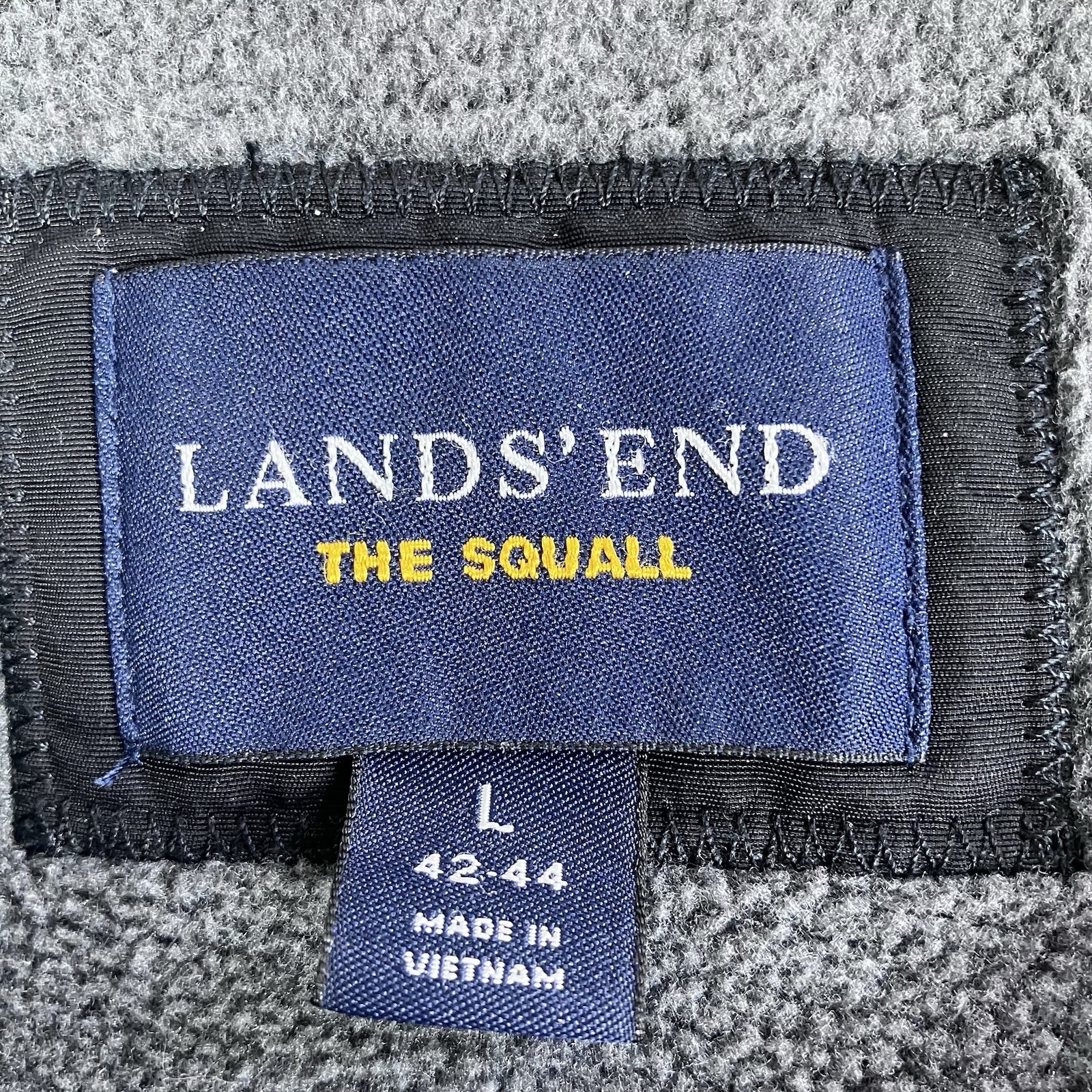 Lands End Classic Squall Jacket Black Full Zip Lined Insulated Mens Size Large