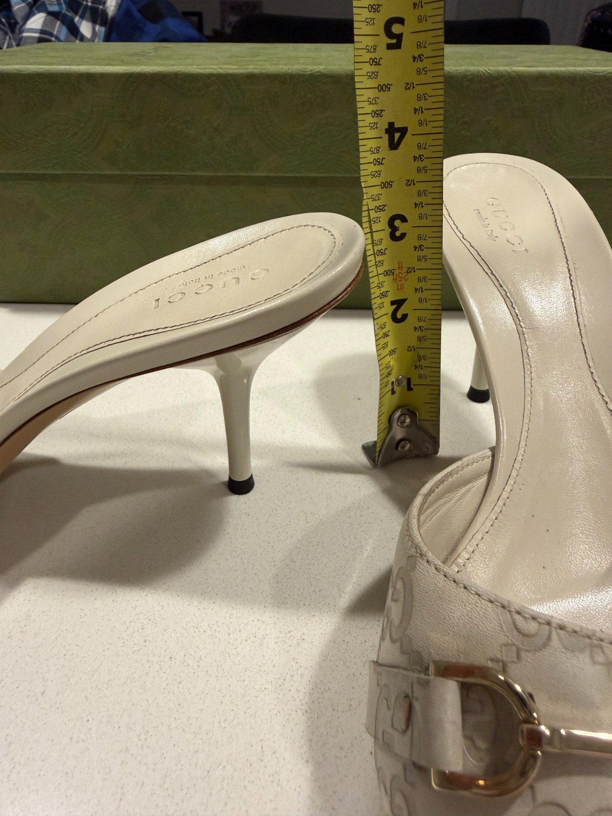 Gucci Guccissima GG Monogram Horsebit Slide Heels, Authentic, Size 37 1/2