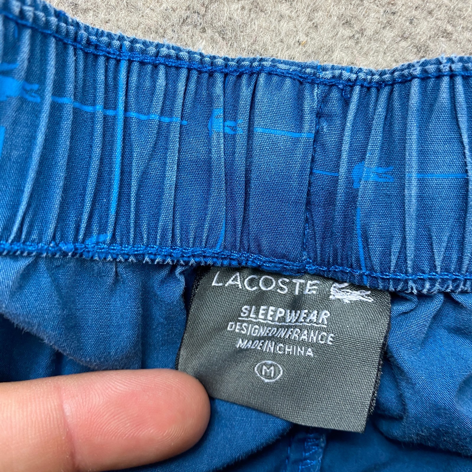Lacoste Sweatpants Medium Blue Crocodile All Over Print AOP Preppy Sleep Mens