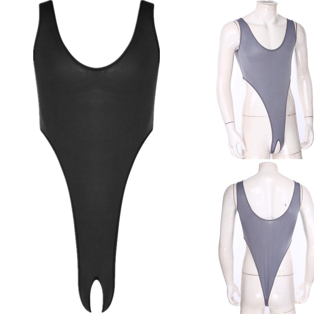 US Men Sleeveless Crotchless Tank Leotard High Cut Thong Bodysuit Undershirts