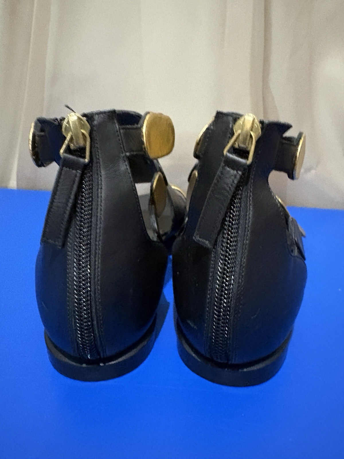 Pierre Hardy Black Gold Gladiator Leather Flat Sandals Size 37