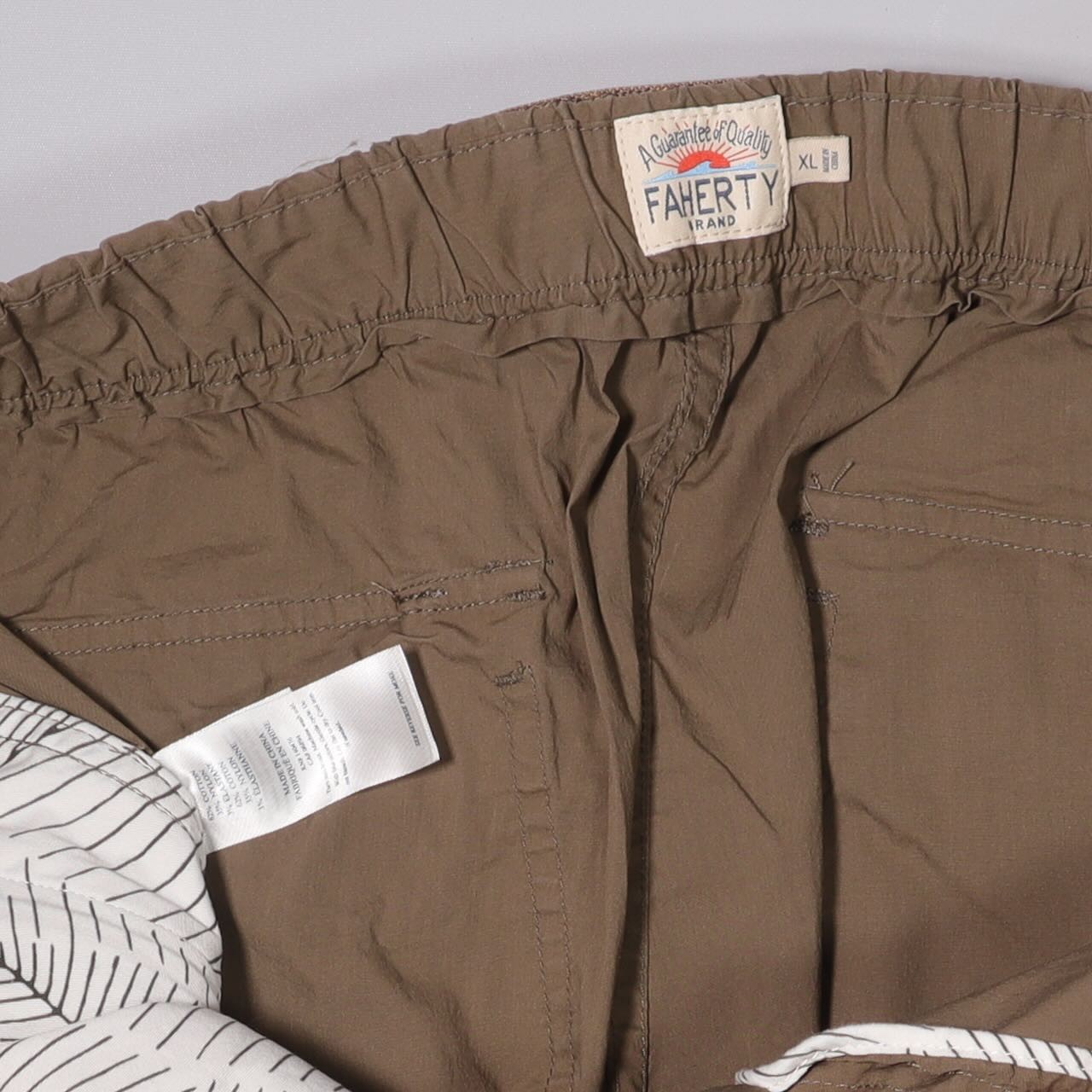 Faherty Belted Hybrid Shorts Brown Lightweight Cotton Stretch Casual Mens XL x 8