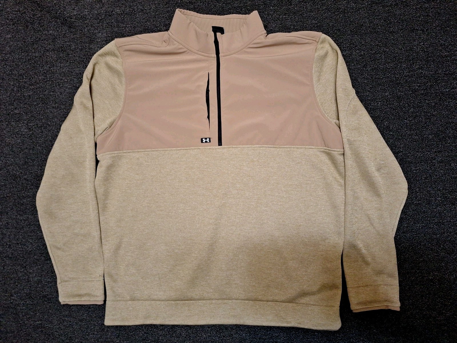 Under Armour Golf Drive Storm Sweater Mens XL Tan Fleece 1/2 Zip Pullover EPC