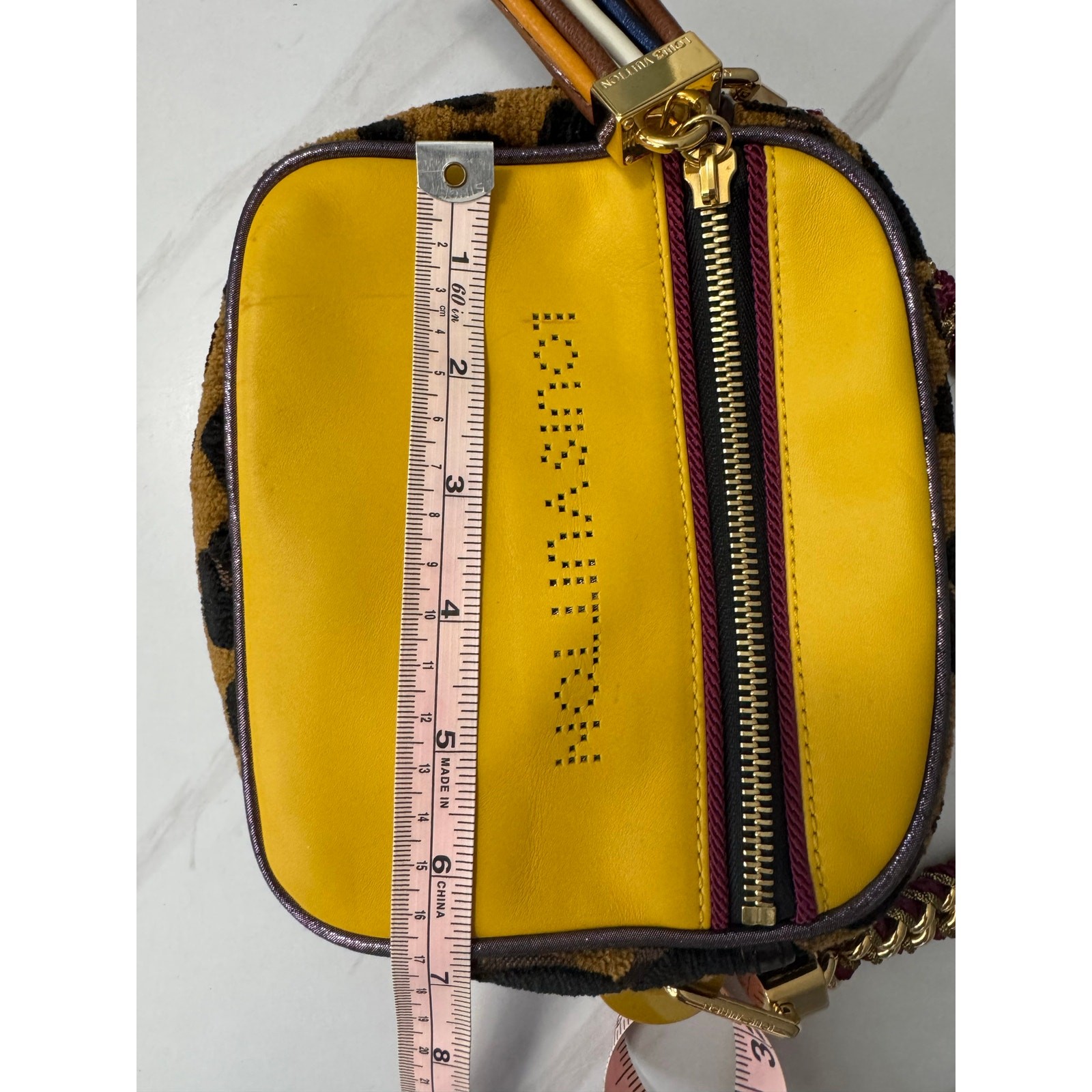 Vintage Louis Vuitton Limited Edition Savane Flight Mini Bag Yellow Leopard