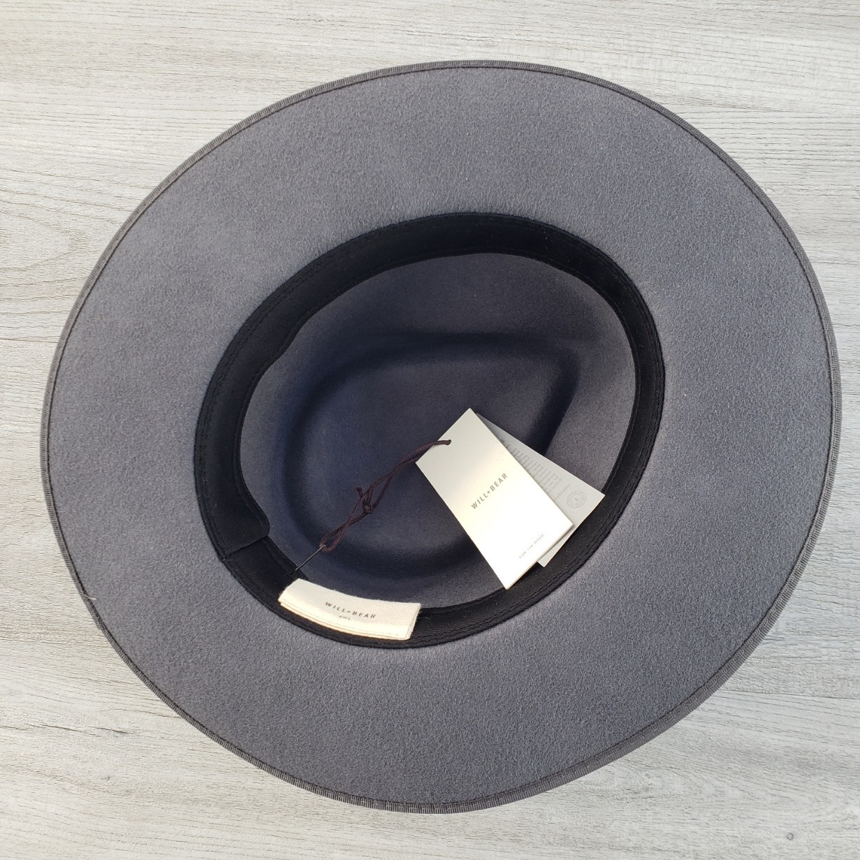 Will & Bear Calloway Ash Wide Brim 100%Wool Unisex Hat Small Gray Fedora Rancher