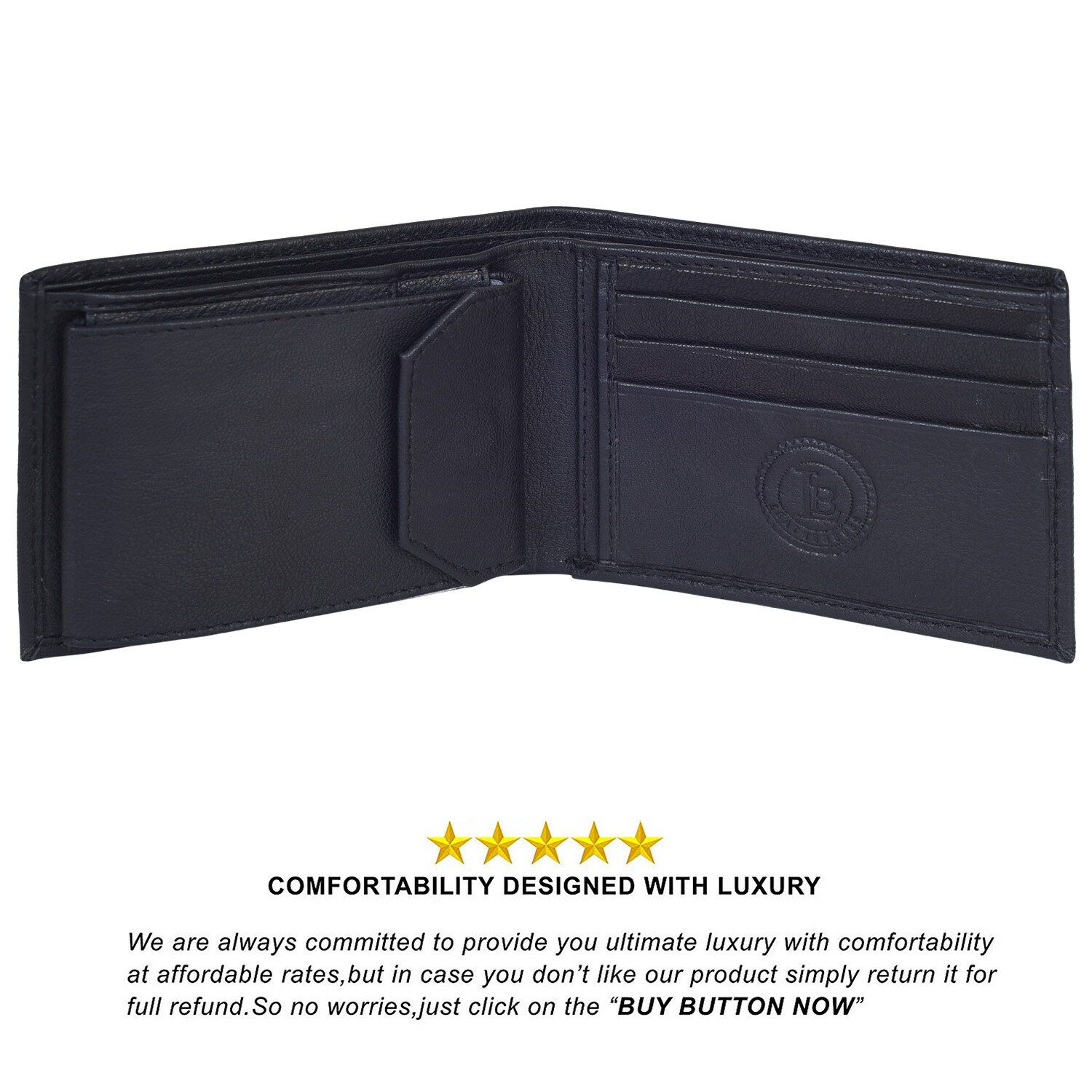 Leatherboss Genuine Leather Men Bifold Wallet Secured Snap on Credit Card Holder