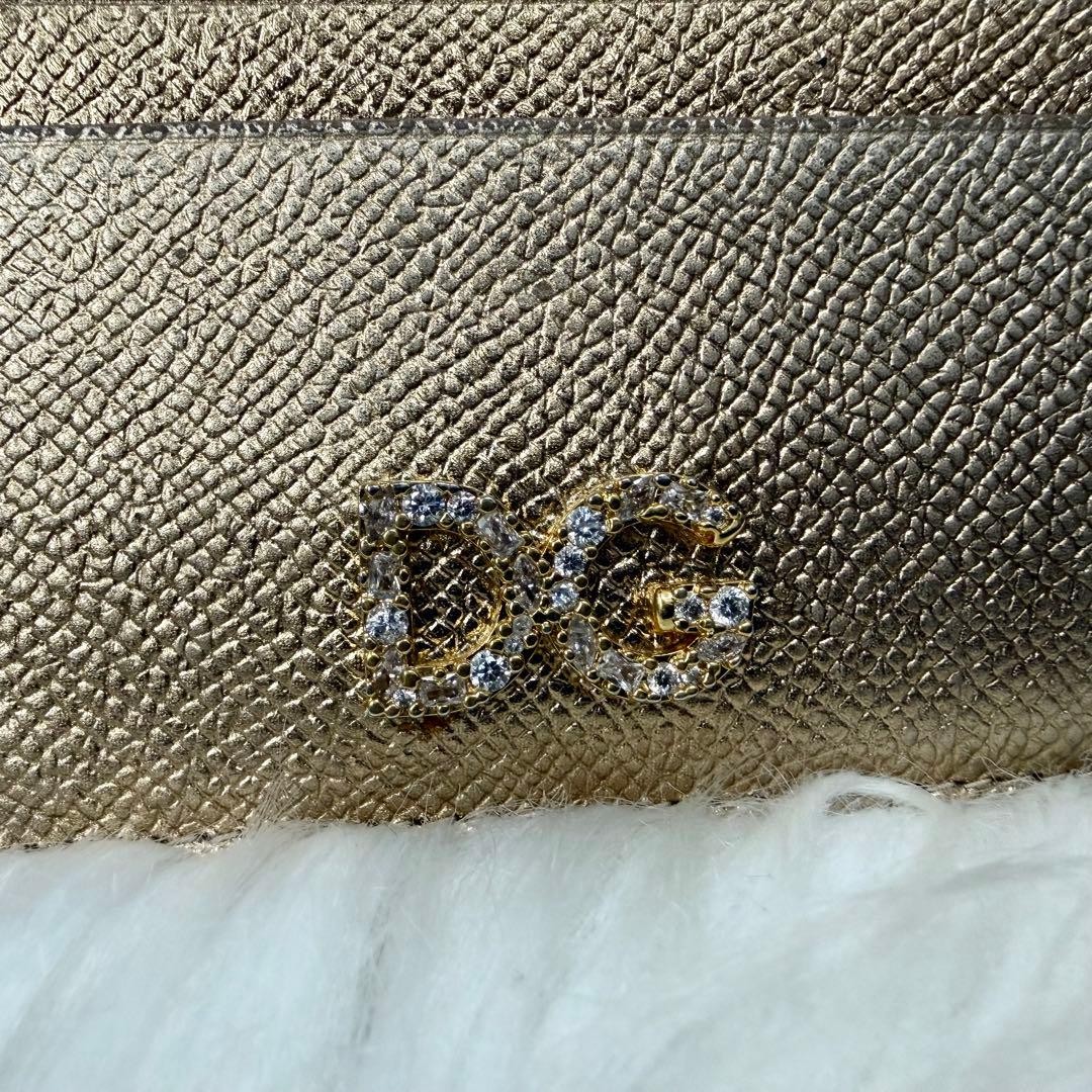 DOLCE & GABBANA DG Logo Card Case Coin Pouch Wallet Gold