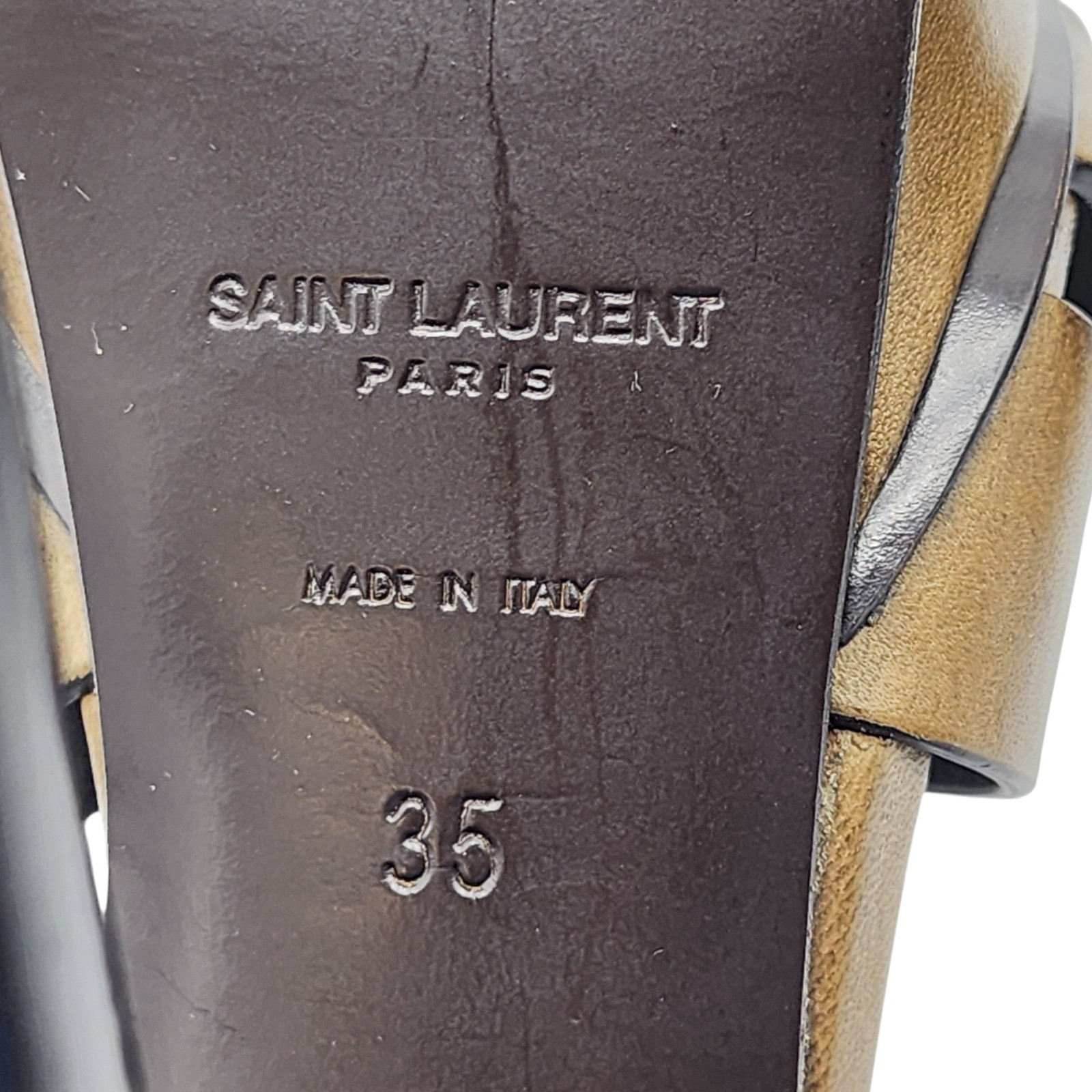 Saint Laurent Tribute Platform Leather Pumps Sandals Brown EU 35 US 5 $1100 NWB