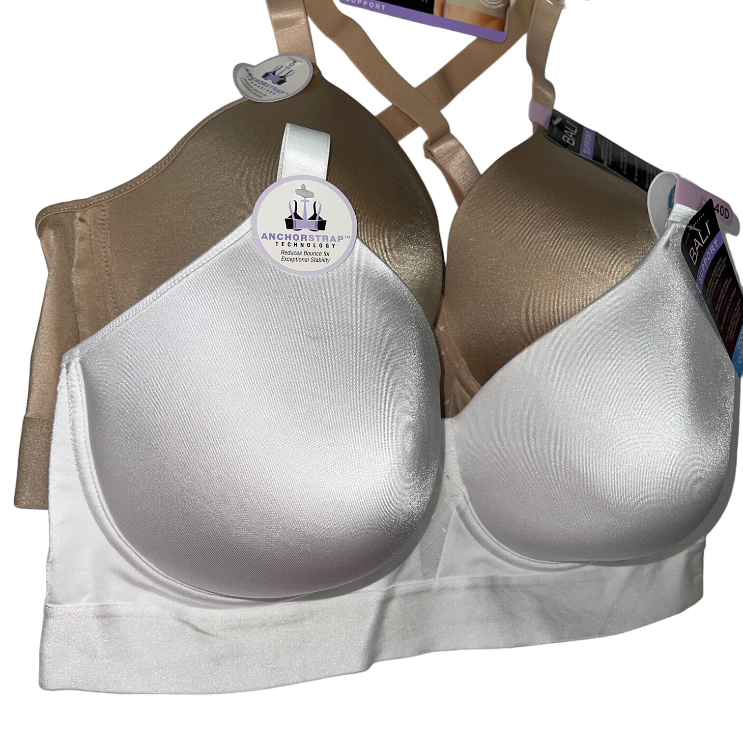 Bali Bra Underwire Bounce Control Wide Support Band Smoothing Cool Comfort 3456