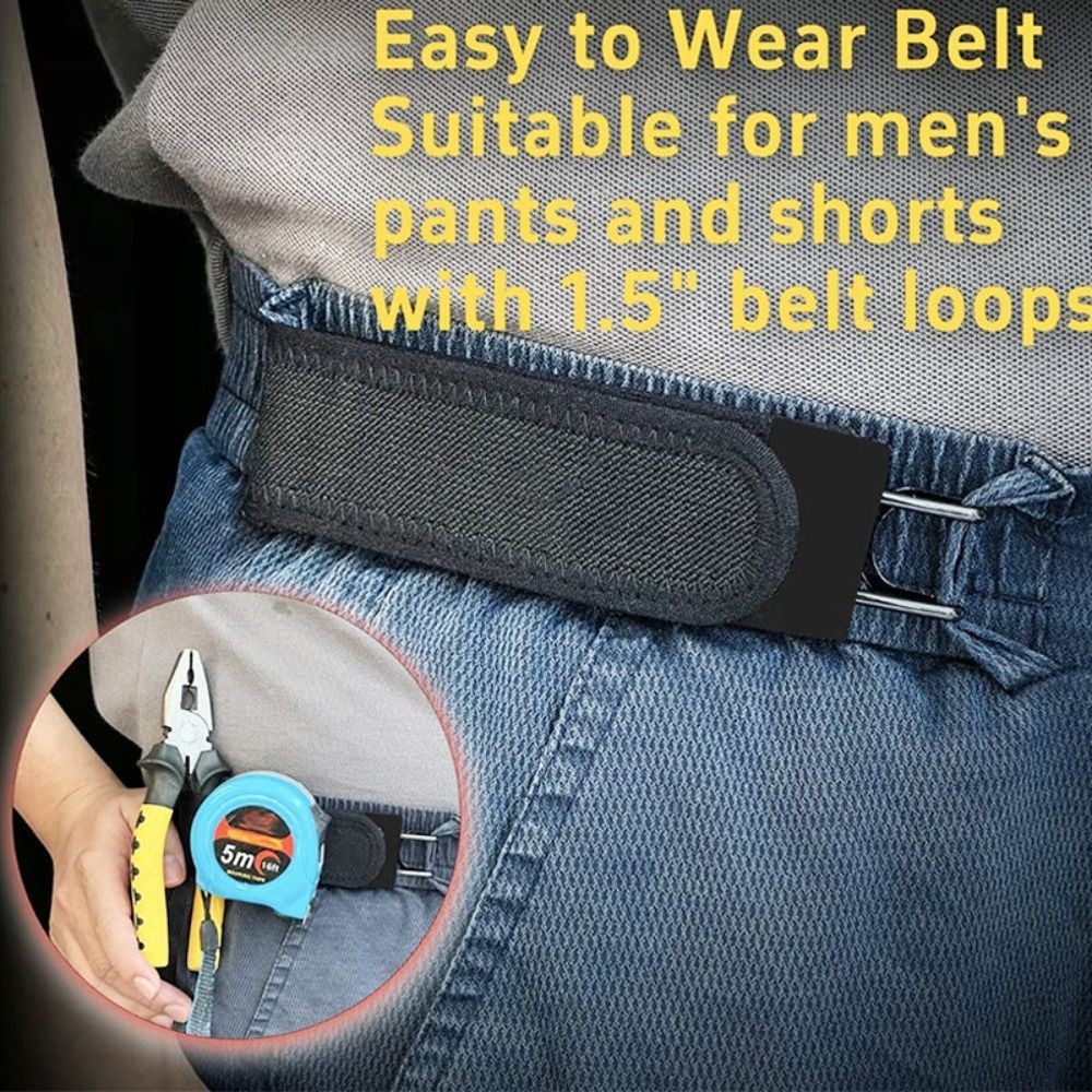 2PCS Tactical Metal Hook Elastic Belt Buckle-Less Invisible Waist Belt Closure