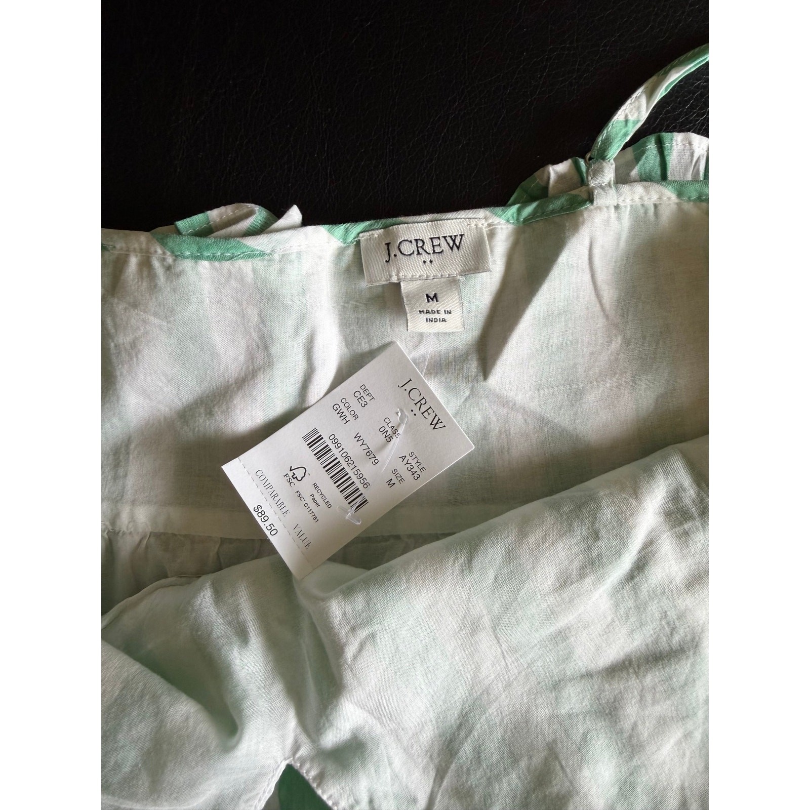 J. CREW FACTORY Ruffle Tiered Maxi Cover-Up Dress in Green White Size Medium
