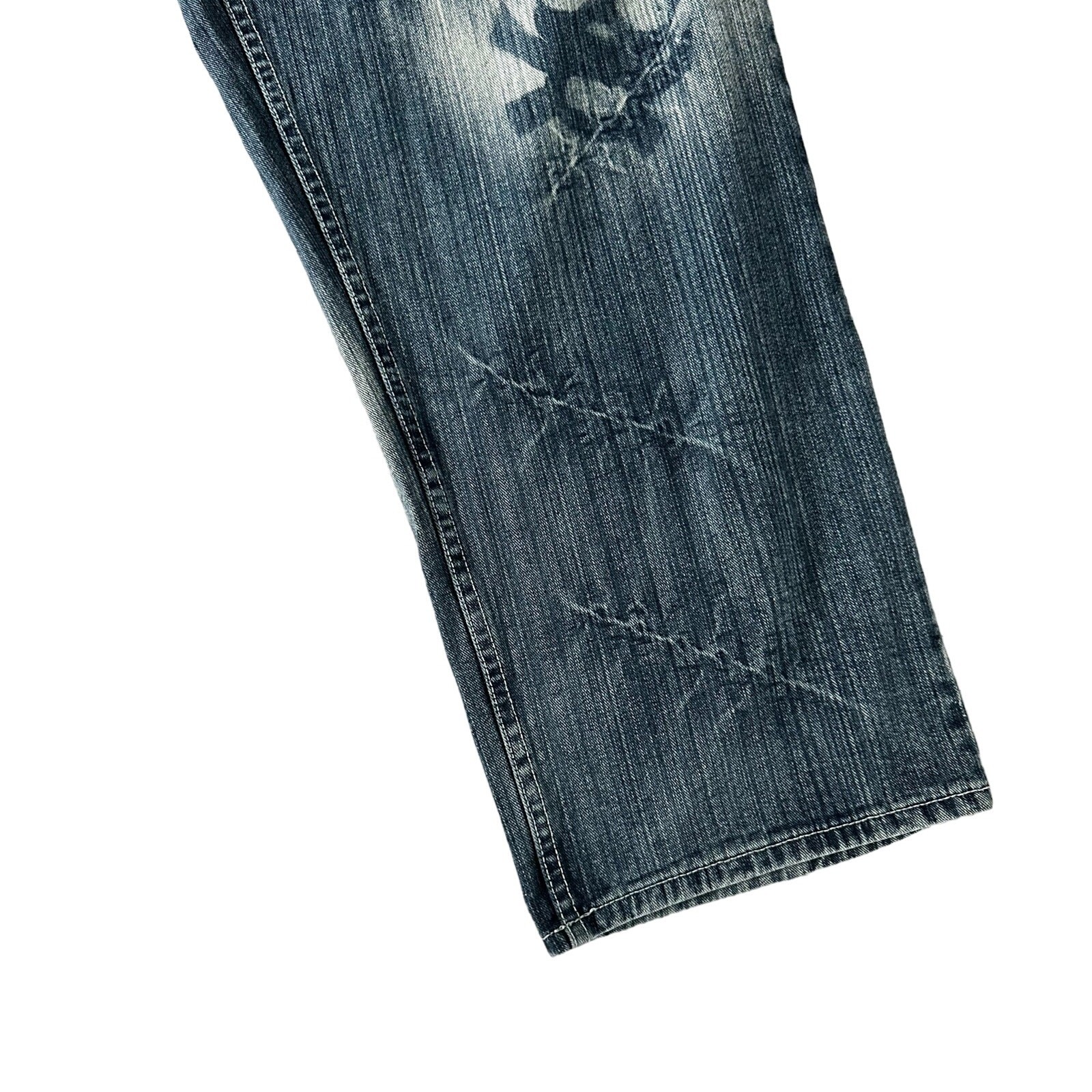 Muka Jeans Baggy Y2K Airbrushed Skull Stitches All Over Design Grunge Jeans 42