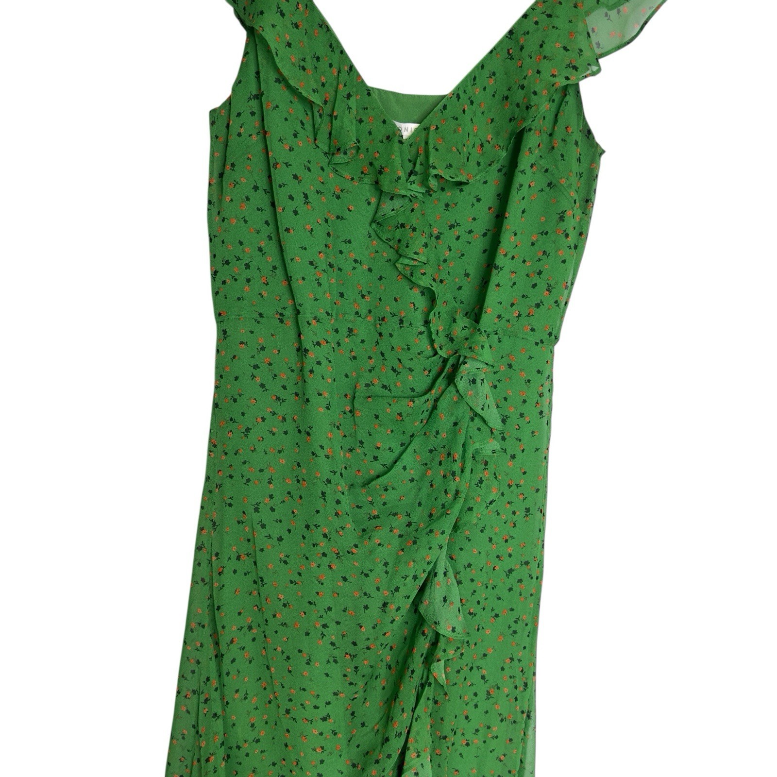 Veronica Beard Amal Ruffled Floral Silk-Chiffon Midi Dress In Green Multi Size 4